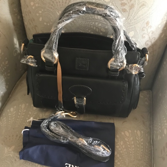NWT Dooney & Bourke Medium Pocket Satchel Florentine Leather/Black/Black - Picture 3 of 11